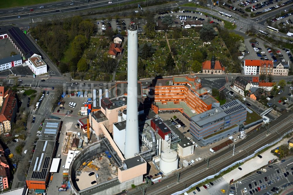 Luftbild Erlangen - Kraftwerksanlagen des Heizkraftwerkes der Erlanger Stadtwerke AG in Erlangen im Bundesland Bayern, Deutschland