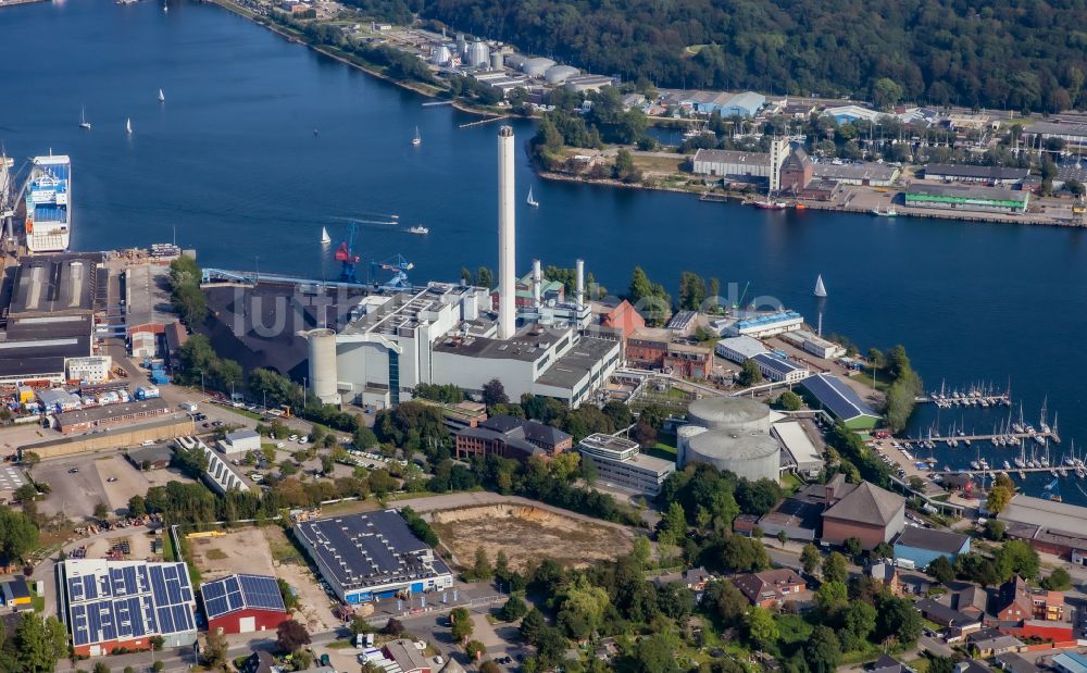 Luftaufnahme Flensburg - Kraftwerksanlagen des Heizkraftwerkes in Flensburg im Bundesland Schleswig-Holstein, Deutschland