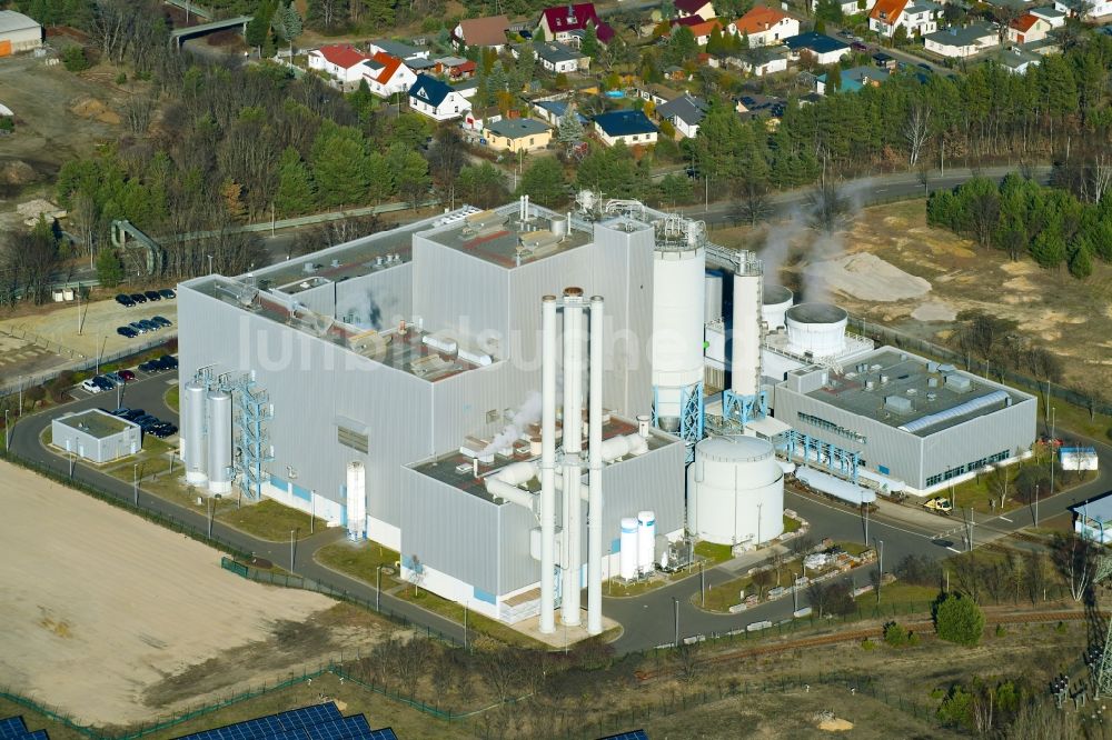 Cottbus von oben - Kraftwerksanlagen des Heizkraftwerkes Heizkraftwerk Cottbus im Bundesland Brandenburg, Deutschland