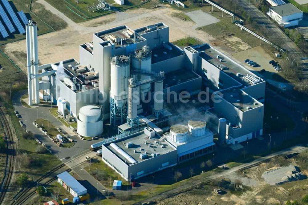 Cottbus aus der Vogelperspektive: Kraftwerksanlagen des Heizkraftwerkes Heizkraftwerk Cottbus im Bundesland Brandenburg, Deutschland