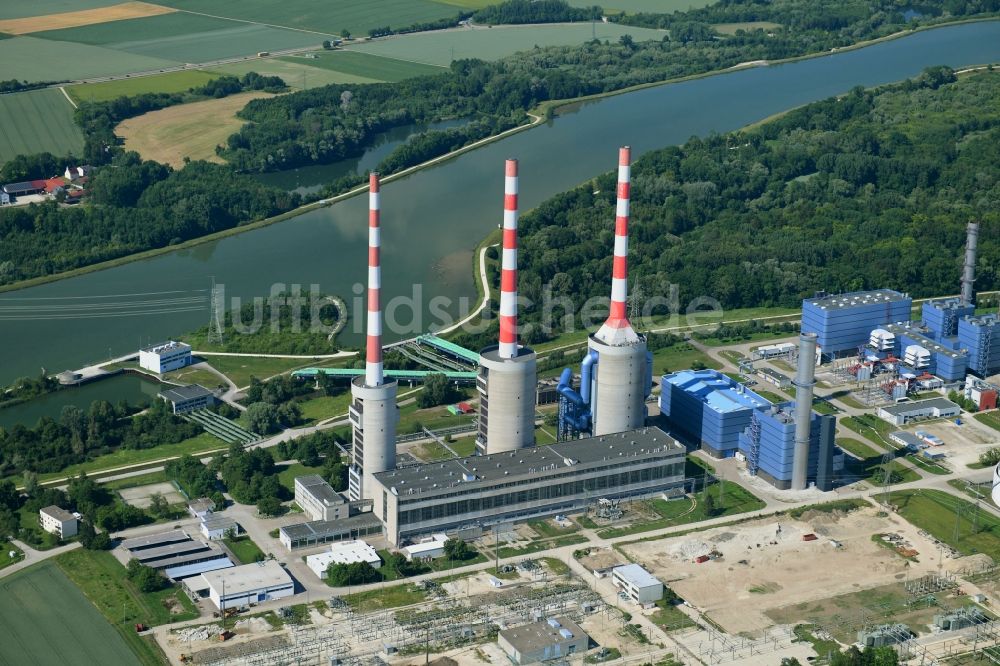 Irsching von oben - Kraftwerksanlagen des Heizkraftwerkes Irsching der Uniper SE in Irsching im Bundesland Bayern, Deutschland
