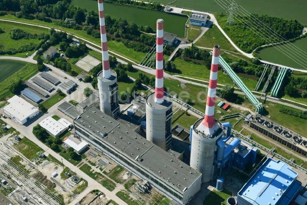 Luftbild Irsching - Kraftwerksanlagen des Heizkraftwerkes Irsching der Uniper SE in Irsching im Bundesland Bayern, Deutschland
