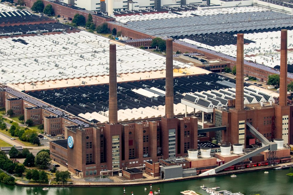 Luftbild Wolfsburg - Kraftwerksanlagen des Heizkraftwerkes der VW Kraftwerk GmbH in Wolfsburg im Bundesland Niedersachsen, Deutschland