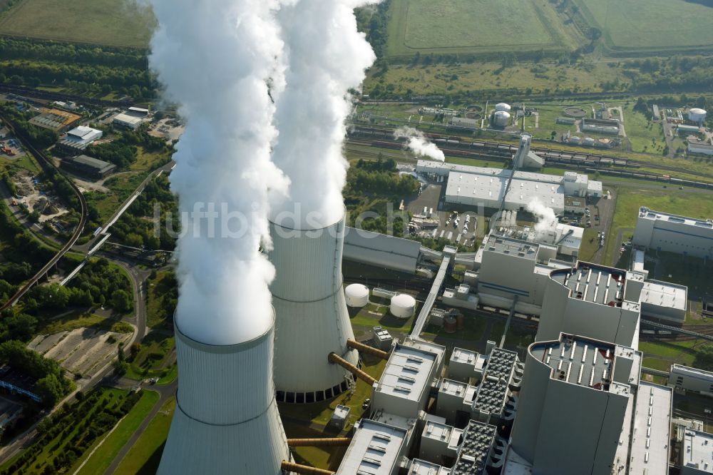 Luftaufnahme Lippendorf - Kraftwerksanlagen des Heizkraftwerkes in Lippendorf im Bundesland Sachsen, Deutschland