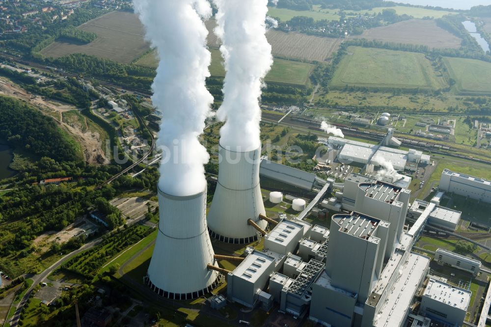 Lippendorf von oben - Kraftwerksanlagen des Heizkraftwerkes in Lippendorf im Bundesland Sachsen, Deutschland