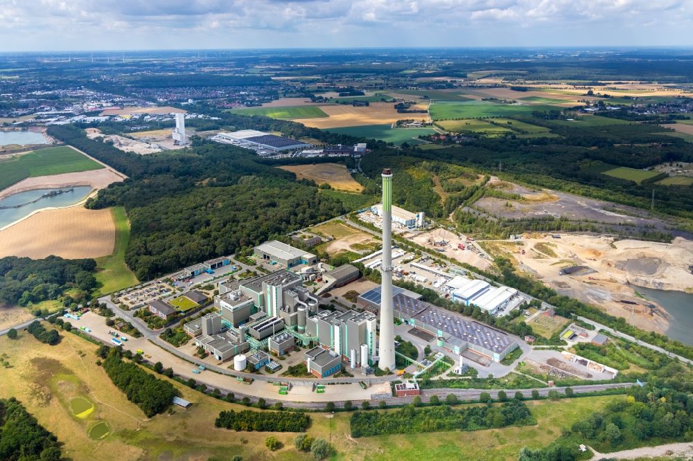 Kamp-Lintfort von oben - Kraftwerksanlagen des Heizkraftwerkes der Müllverbrennungsanlage Abfallentsorgungszentrum Asdonkshof Graftstraße in Kamp-Lintfort im Bundesland Nordrhein-Westfalen, Deutschland