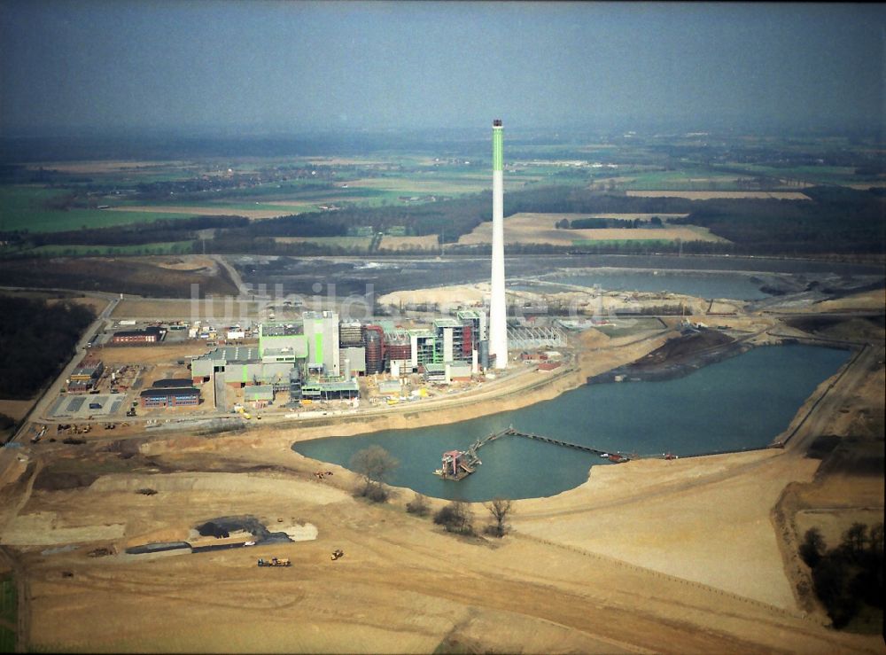 Kamp-Lintfort von oben - Kraftwerksanlagen des Heizkraftwerkes der Müllverbrennungsanlage Abfallentsorgungszentrum Asdonkshof Graftstraße in Kamp-Lintfort im Bundesland Nordrhein-Westfalen, Deutschland