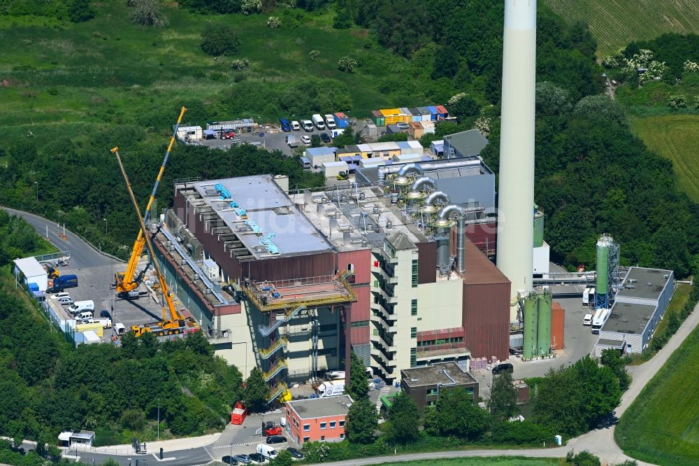 Luftaufnahme Hamm - Kraftwerksanlagen des Heizkraftwerkes der Müllverbrennungsanlage in Hamm im Bundesland Nordrhein-Westfalen, Deutschland