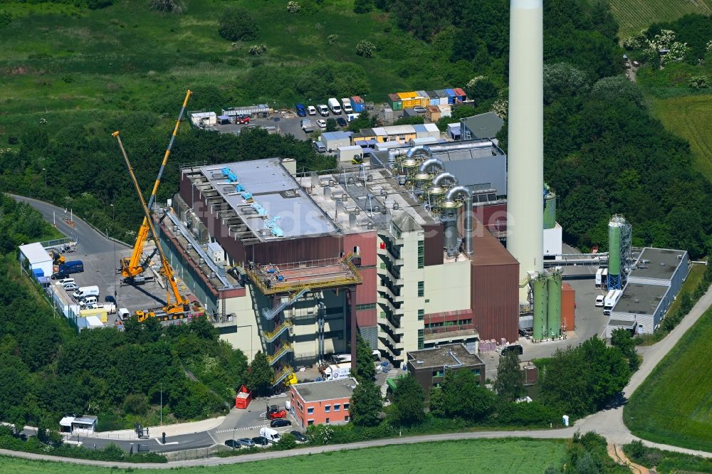 Hamm von oben - Kraftwerksanlagen des Heizkraftwerkes der Müllverbrennungsanlage in Hamm im Bundesland Nordrhein-Westfalen, Deutschland