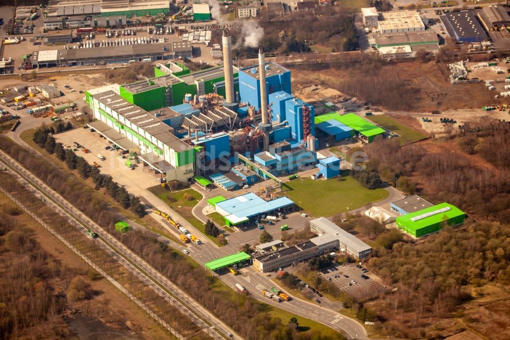 Luftaufnahme Herten - Kraftwerksanlagen des Heizkraftwerkes der Müllverbrennungsanlage in Herten im Bundesland Nordrhein-Westfalen, Deutschland