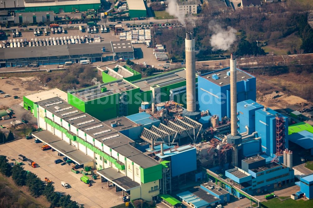 Herten von oben - Kraftwerksanlagen des Heizkraftwerkes der Müllverbrennungsanlage in Herten im Bundesland Nordrhein-Westfalen, Deutschland