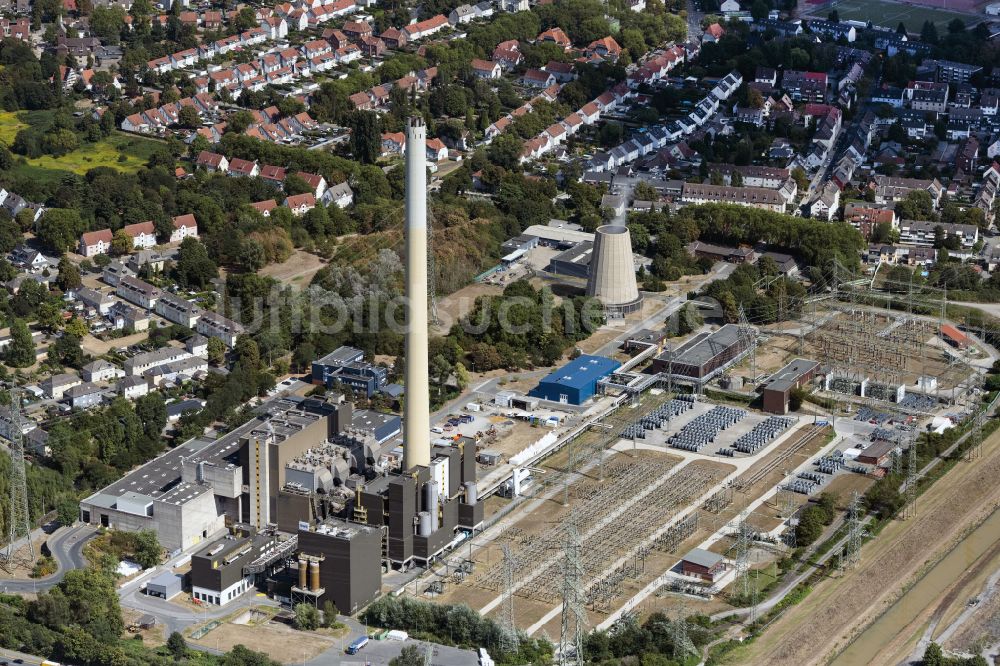 Essen von oben - Kraftwerksanlagen des Heizkraftwerkes der Müllverbrennungsanlage Müllheizkraftwerk Essen-Karnap in Essen im Bundesland Nordrhein-Westfalen, Deutschland