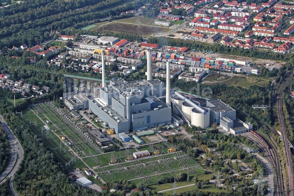Luftbild Unterföhring - Kraftwerksanlagen des Heizkraftwerkes München Nord in Unterföhring im Bundesland Bayern