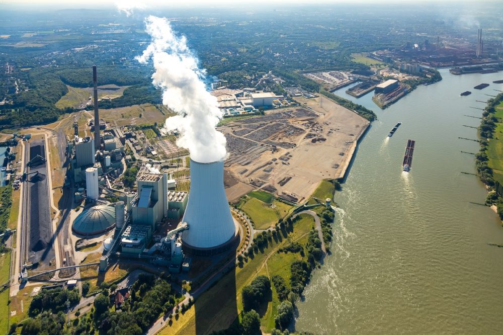 Luftaufnahme Duisburg - Kraftwerksanlagen des Heizkraftwerkes STEAG Heizkraftwerk Walsum in Duisburg im Bundesland Nordrhein-Westfalen, Deutschland