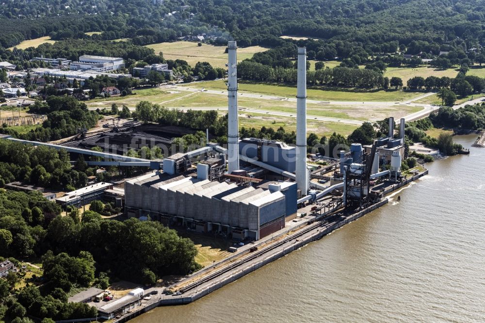 Wedel von oben - Kraftwerksanlagen des Heizkraftwerkes Wedel in Wedel im Bundesland Schleswig-Holstein, Deutschland