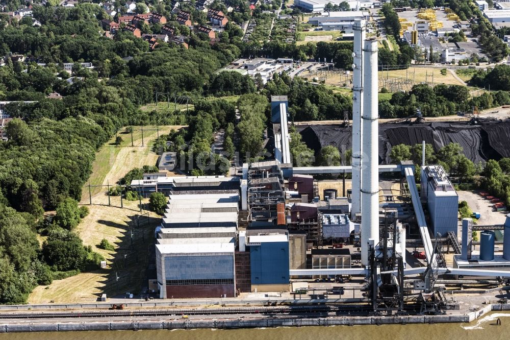 Wedel aus der Vogelperspektive: Kraftwerksanlagen des Heizkraftwerkes Wedel in Wedel im Bundesland Schleswig-Holstein, Deutschland