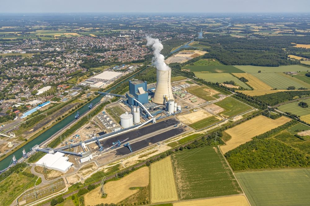 Luftaufnahme Datteln - Kraftwerksanlagen des Kohle- Heizkraftwerkes Datteln 4 Uniper Kraftwerk in Datteln im Bundesland Nordrhein-Westfalen, Deutschland