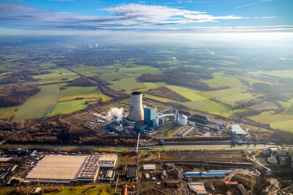 Luftbild Datteln - Kraftwerksanlagen des Kohle- Heizkraftwerkes Datteln 4 Uniper Kraftwerk in Datteln im Bundesland Nordrhein-Westfalen, Deutschland