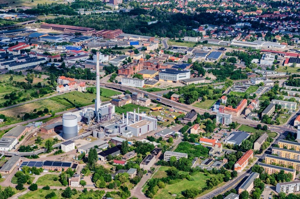 Luftbild Dessau - Kraftwerksanlagen des Kohle- Heizkraftwerkes in Dessau im Bundesland Sachsen-Anhalt, Deutschland