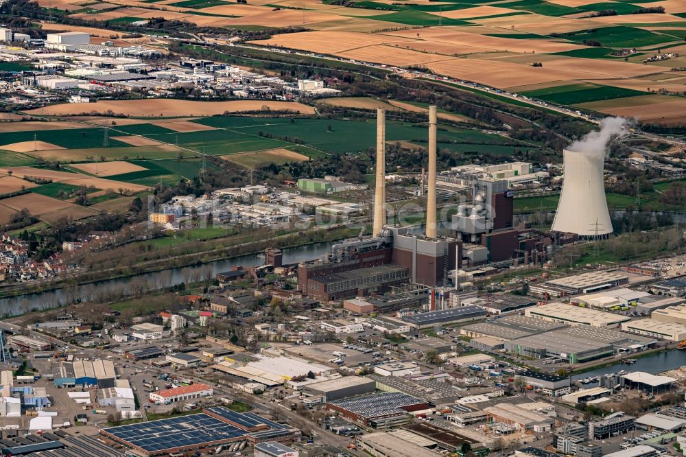 Luftaufnahme Heilbronn - Kraftwerksanlagen des Kohle- Heizkraftwerkes in Heilbronn im Bundesland Baden-Württemberg, Deutschland