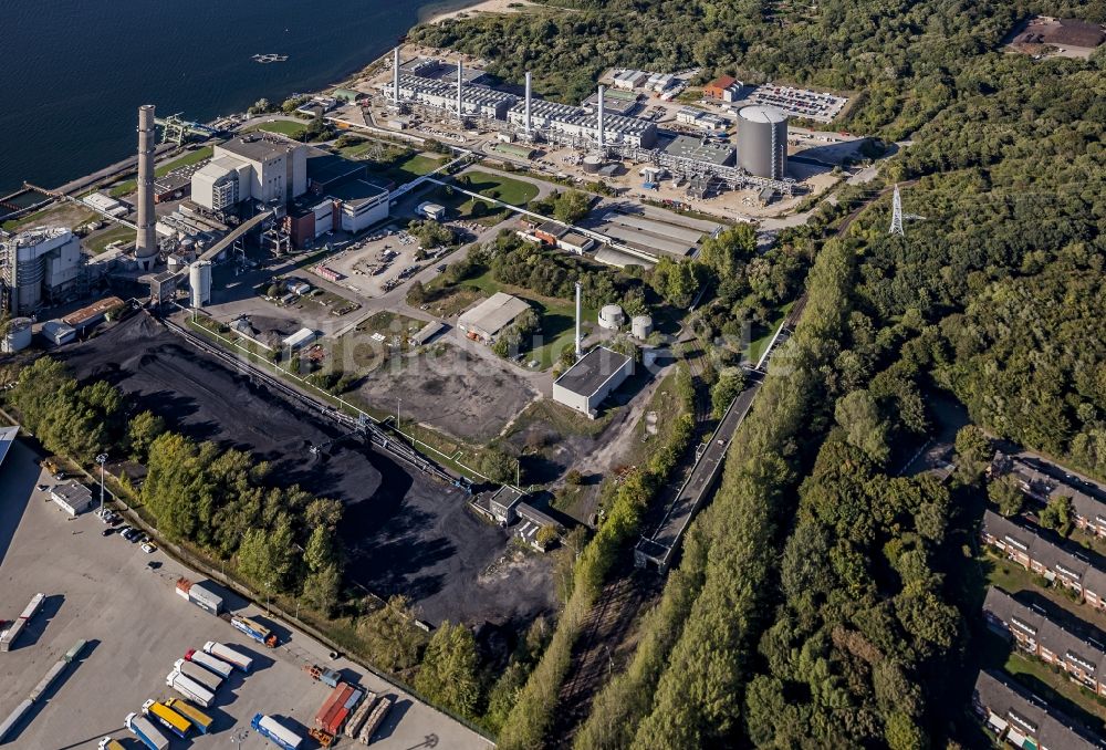 Kiel von oben - Kraftwerksanlagen des Kohle- Heizkraftwerkes in Kiel im Bundesland Schleswig-Holstein, Deutschland