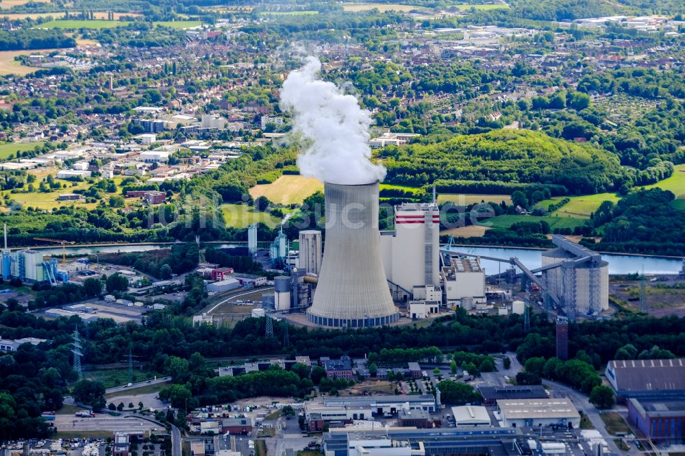 Luftbild Lünen - Kraftwerksanlagen des Kohle- Heizkraftwerkes Kohlekraftwerk in Lünen im Bundesland Nordrhein-Westfalen - NRW, Deutschland