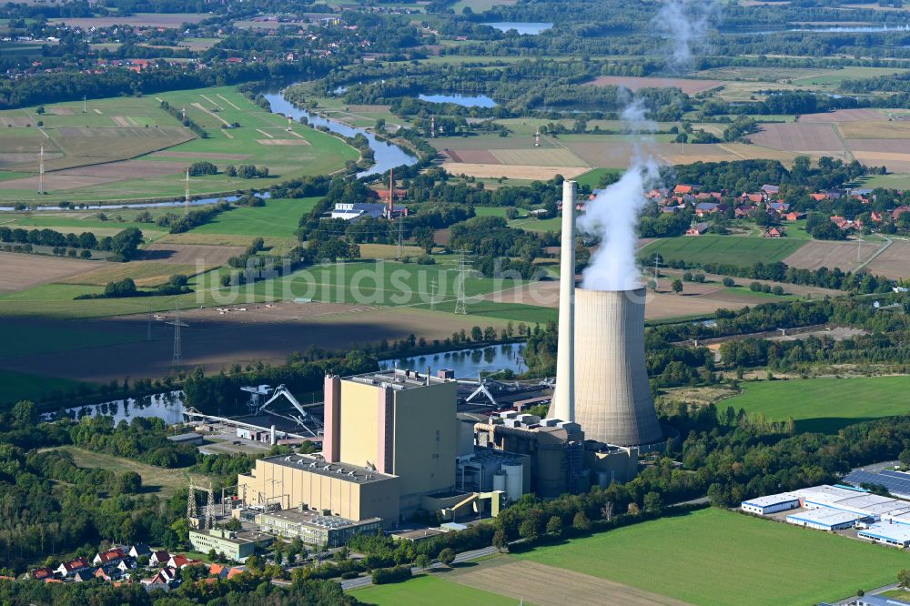Petershagen aus der Vogelperspektive: Kraftwerksanlagen des Kohle- Heizkraftwerkes in Petershagen im Bundesland Nordrhein-Westfalen