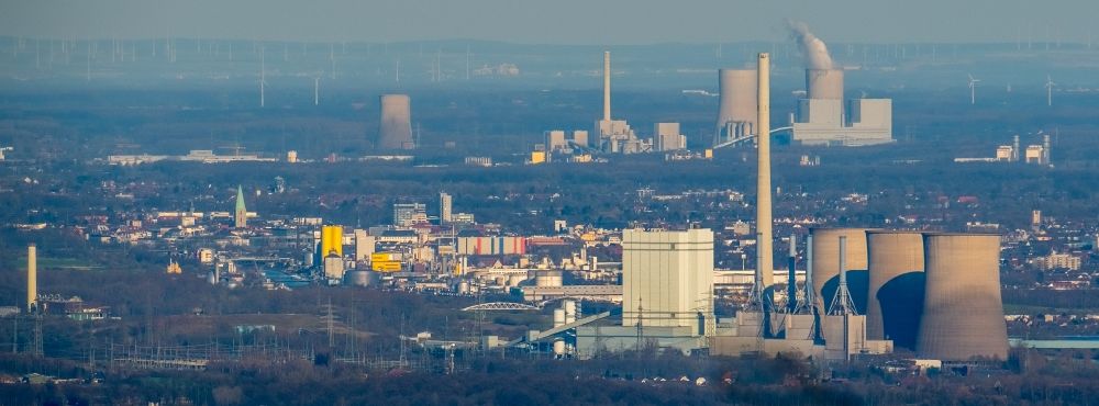 Luftbild Werne - Kraftwerksanlagen des Kohle- Heizkraftwerkes RWE Power AG Kraftwerk Gersteinwerk an der Hammer Straße in Werne im Bundesland Nordrhein-Westfalen, Deutschland