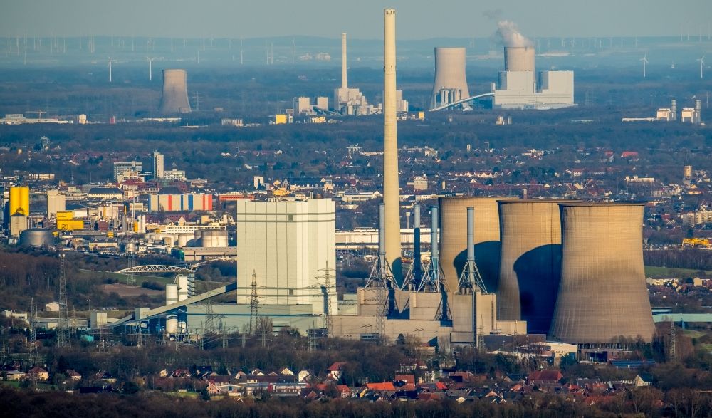 Luftbild Werne - Kraftwerksanlagen des Kohle- Heizkraftwerkes RWE Power AG Kraftwerk Gersteinwerk an der Hammer Straße in Werne im Bundesland Nordrhein-Westfalen, Deutschland