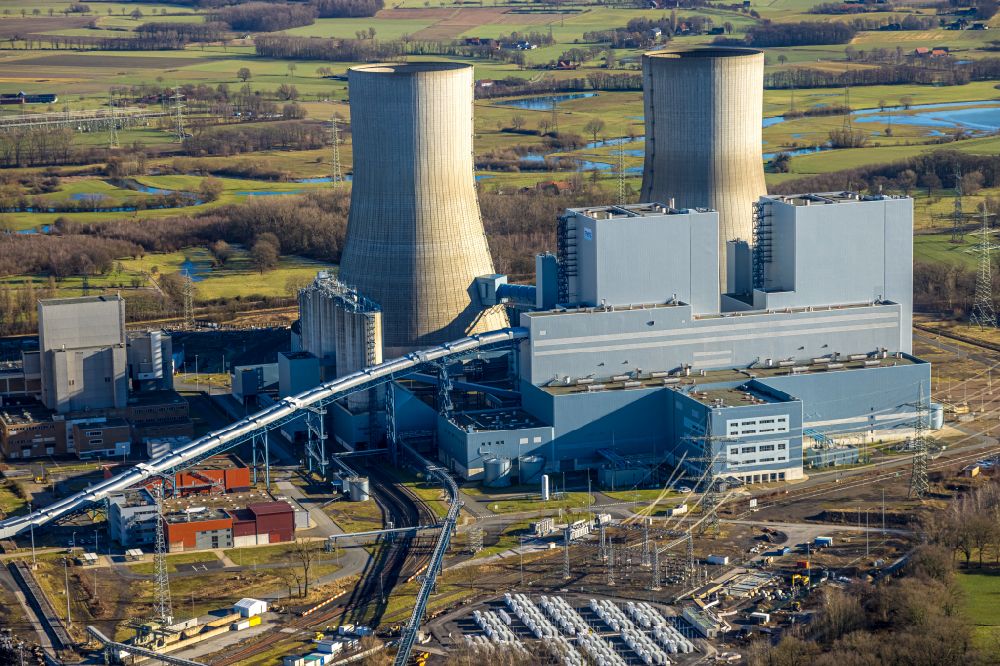 Schmehausen aus der Vogelperspektive: Kraftwerksanlagen des Kohle- Heizkraftwerkes der RWE Power in Schmehausen im Bundesland Nordrhein-Westfalen, Deutschland