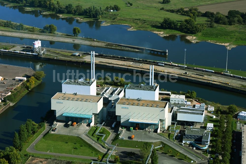 Luftbild Magdeburg - Kraftwerksanlagen des Müll-Heizkraftwerkes Rothensee in Magdeburg im Bundesland Sachsen-Anhalt