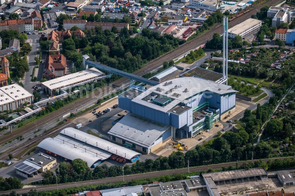 Nürnberg von oben - Kraftwerksanlagen der Müllverbrennungsanlage Hintere Marktstraße in Nürnberg im Bundesland Bayern, Deutschland