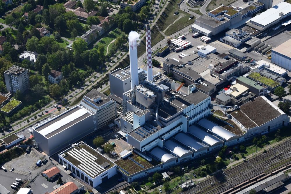 Luftaufnahme Basel - Kraftwerksanlagen der Müllverbrennungsanlage und Kehrichtverwertungsanlage KVA in Basel, Schweiz