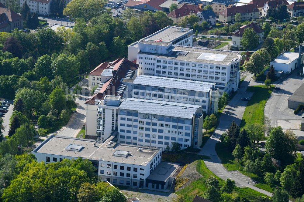 Aue aus der Vogelperspektive: Krankenhauses Helios Klinikum in Aue im Bundesland Sachsen, Deutschland