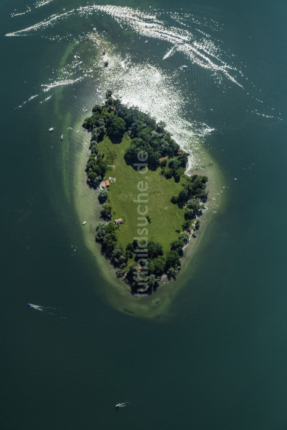 Luftbild Chiemsee - Krautinsel im Chiemsee im Bundesland Bayern