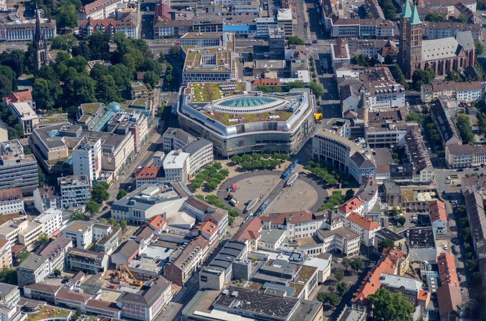 Luftbild Kassel - Kreis- runde Fläche - Königsplatz in Kassel im Bundesland Hessen, Deutschland
