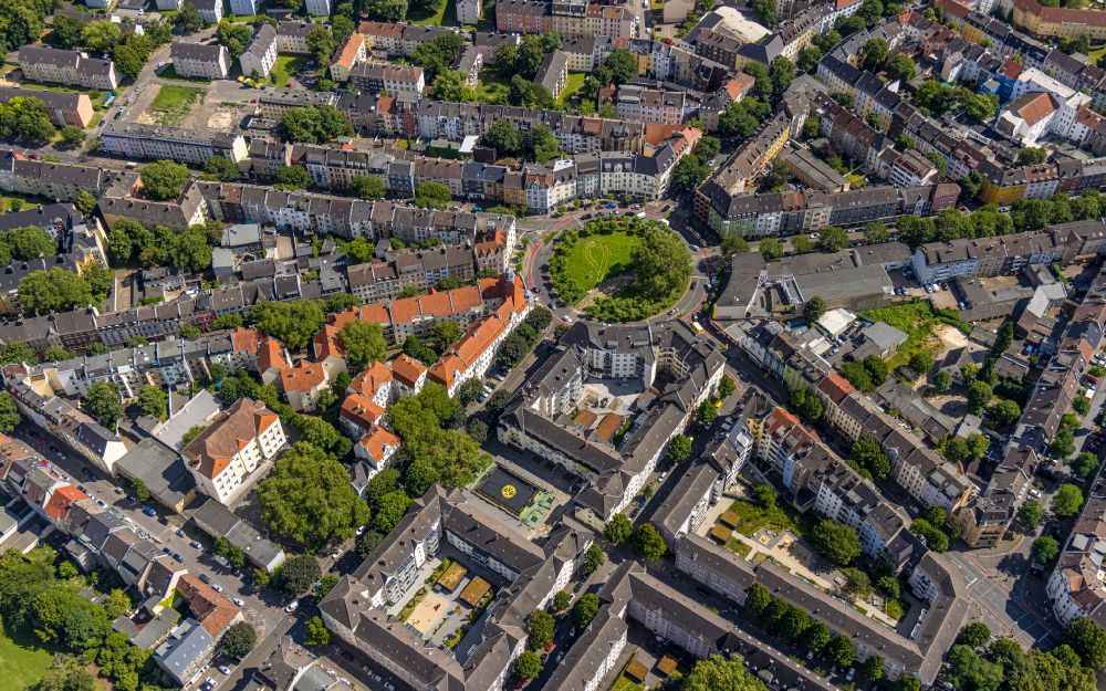 Luftaufnahme Dortmund - Kreisverkehr - Straßenverlauf Borsigplatz in Dortmund im Bundesland Nordrhein-Westfalen