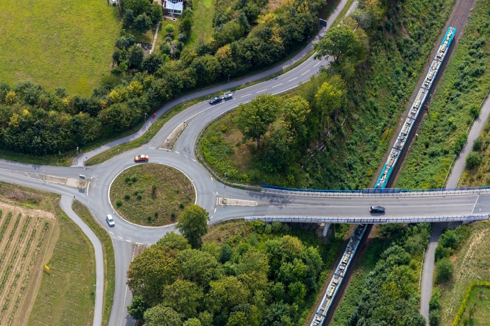 Werne aus der Vogelperspektive: Kreisverkehr - Straßenverlauf der Capeller Str. und der L518 in Werne im Bundesland Nordrhein-Westfalen, Deutschland