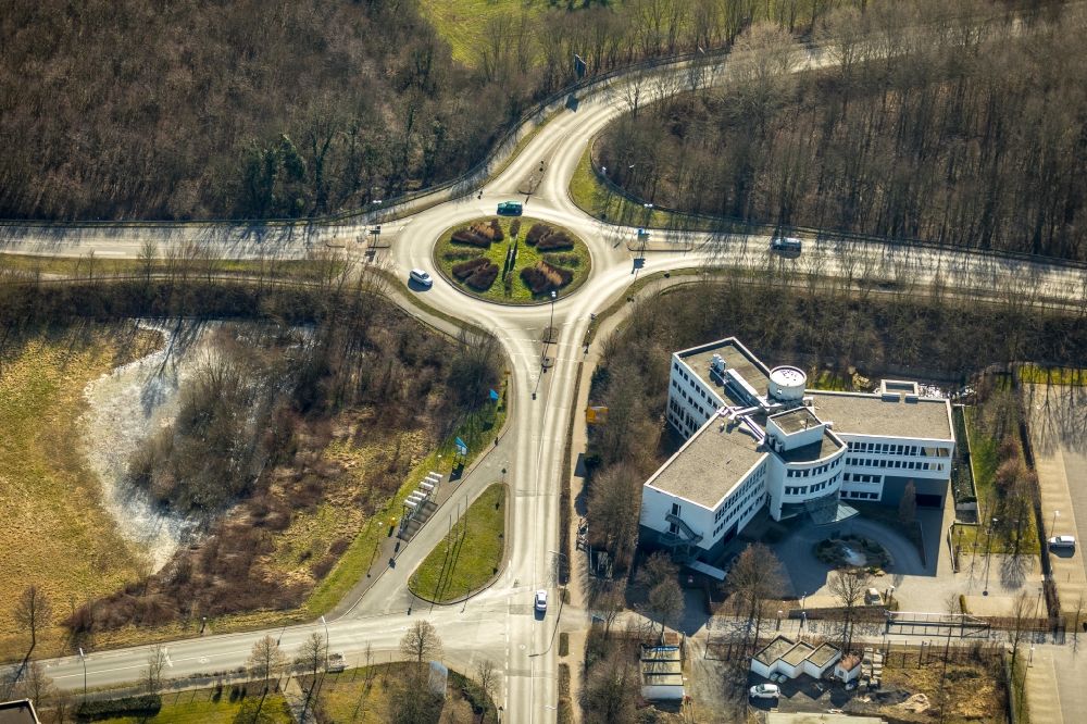 Luftbild Bönen - Kreisverkehr - Straßenverlauf der Edisonstraße - Rhynerner Straße - Hagenweg in Bönen im Bundesland Nordrhein-Westfalen, Deutschland