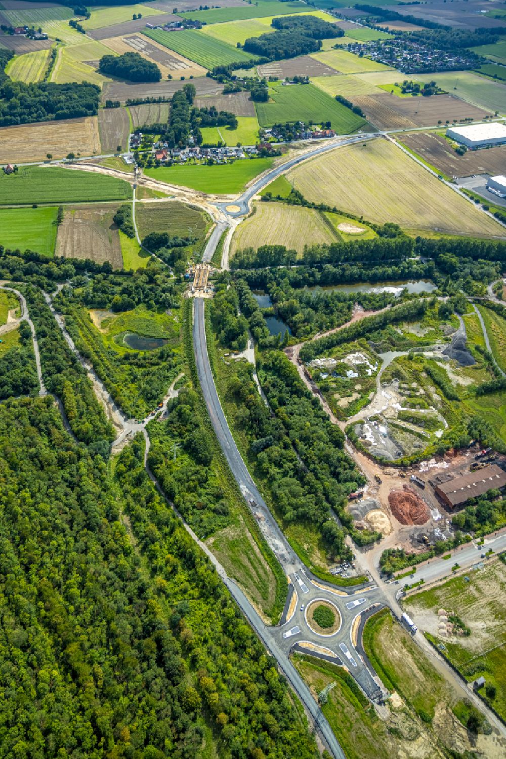 Luftbild Ahlen - Kreisverkehr - Straßenverlauf am Gewerbegebiet Zeche Westfalen in Ahlen im Bundesland Nordrhein-Westfalen, Deutschland