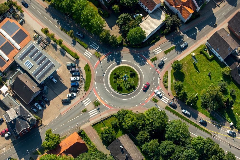 Luftbild Bünde - Kreisverkehr - Straßenverlauf der Klinkstraße in Bünde im Bundesland Nordrhein-Westfalen