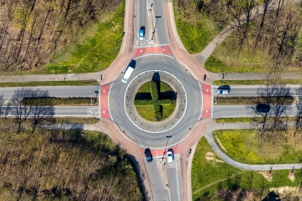 Luftbild Wesel - Kreisverkehr - Straßenverlauf Nordstraße - Grünstraße in Wesel im Bundesland Nordrhein-Westfalen, Deutschland