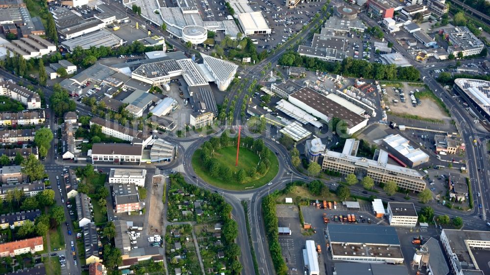 Luftaufnahme Bonn - Kreisverkehr - Straßenverlauf Potsdamer Platz in Bonn im Bundesland Nordrhein-Westfalen, Deutschland