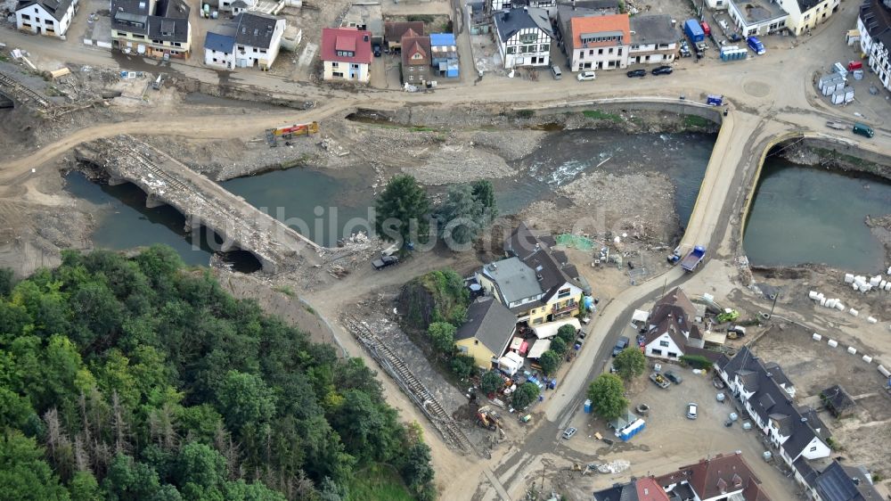 Luftbild Altenahr - Kreuzberg nach der Hochwasserkatastrophe diesen Jahres im Bundesland Rheinland-Pfalz, Deutschland