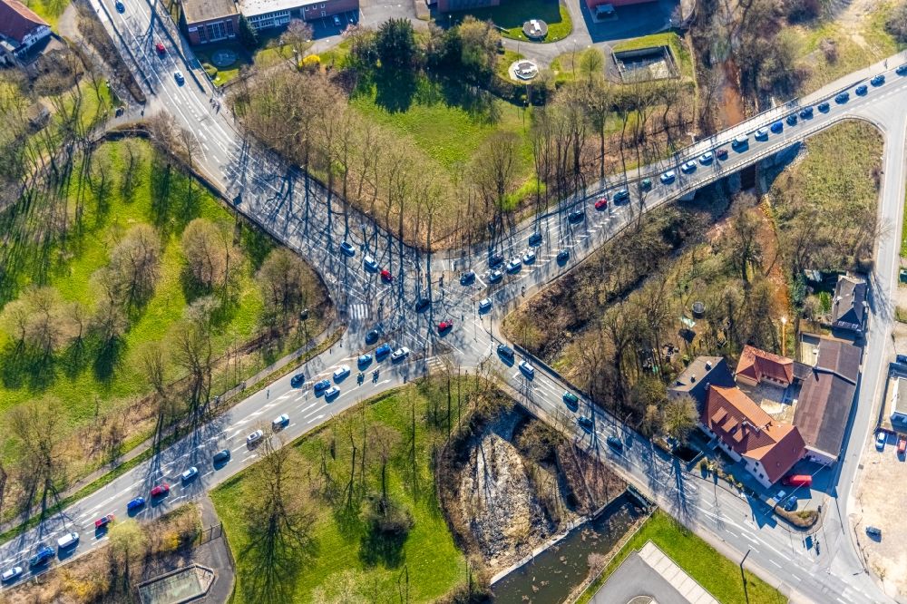 Luftbild Witten - Kreuzung Ruhrdeich - Ruhrstraße in Witten im Bundesland Nordrhein-Westfalen, Deutschland