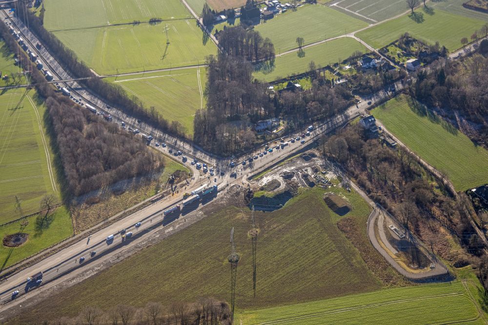 Luftaufnahme Eving - Kreuzungs- Umbau an den Bundesstraßen 236 und 54 in Eving im Bundesland Nordrhein-Westfalen, Deutschland