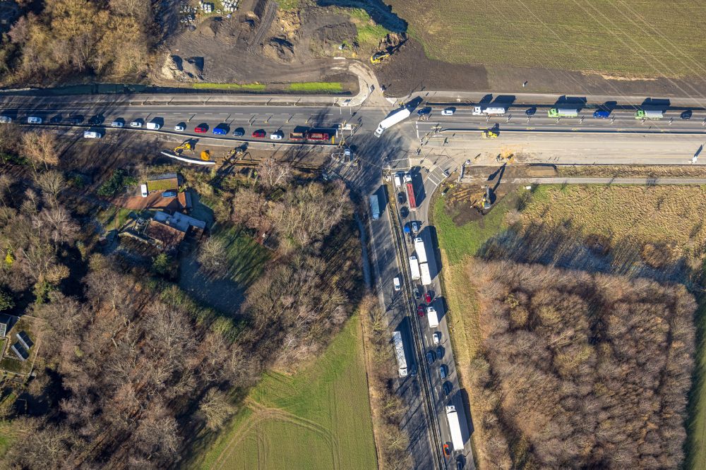 Eving von oben - Kreuzungs- Umbau an den Bundesstraßen 236 und 54 in Eving im Bundesland Nordrhein-Westfalen, Deutschland