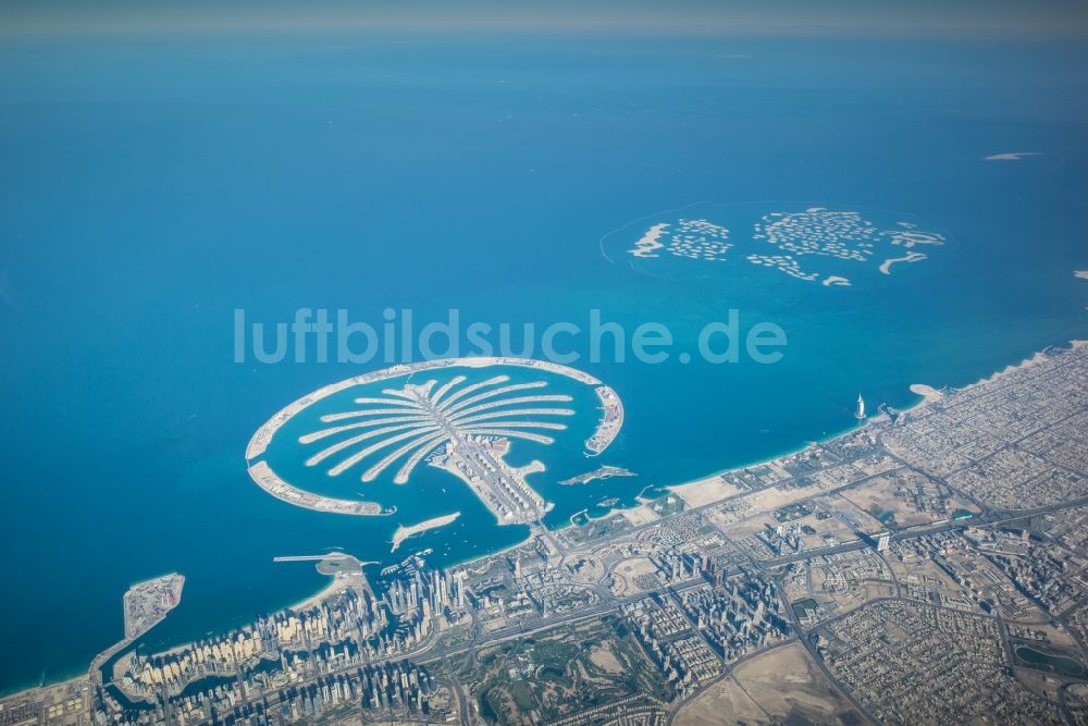 Dubai von oben - Küste von Dubai in Dubai in Vereinigte Arabische Emirate