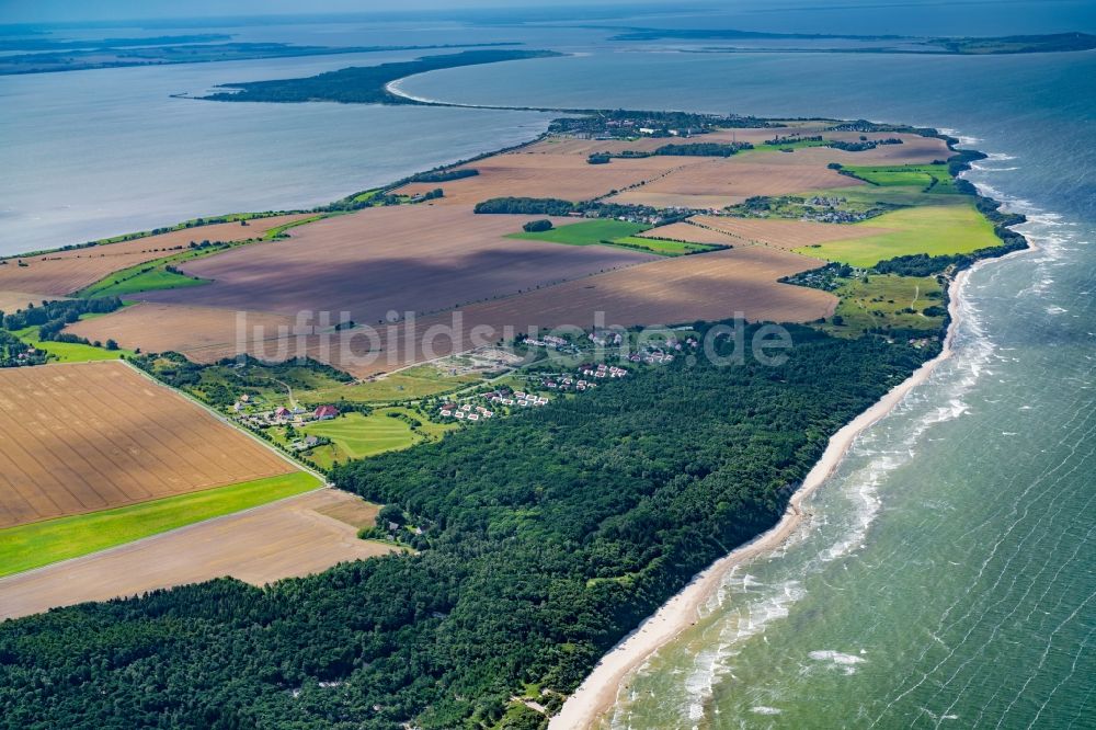 Dranske von oben - Küsten- Landschaft am Sandstrand der der Ostsee in Dranske im Bundesland Mecklenburg-Vorpommern, Deutschland