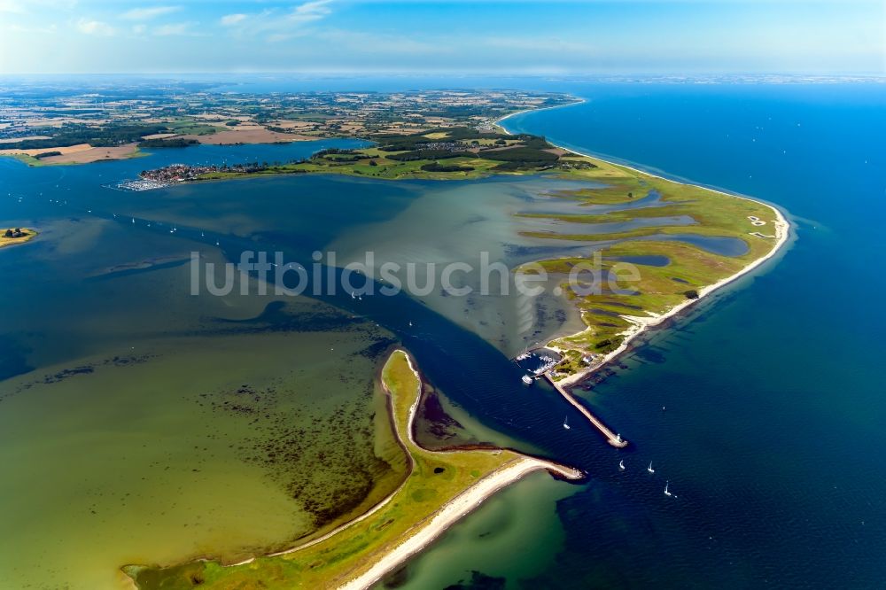 Luftbild Hasselberg - Küsten- Landschaft am Sandstrand der Lotseninsel Schleimünde zwischen Schlei und Ostsee in Hasselberg im Bundesland Schleswig-Holstein, Deutschland